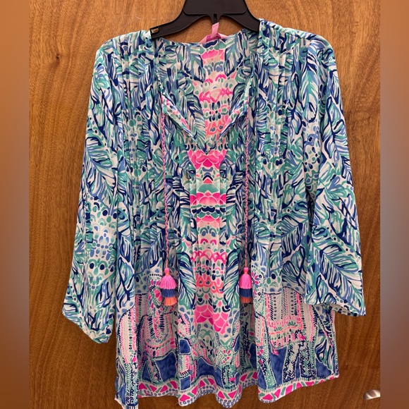 Lilly Pulitzer Blue Marilina Elephant Tunic Top M - Picture 5 of 6